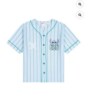 Disney Kids Blue Striped Stitch Baseball Shirt